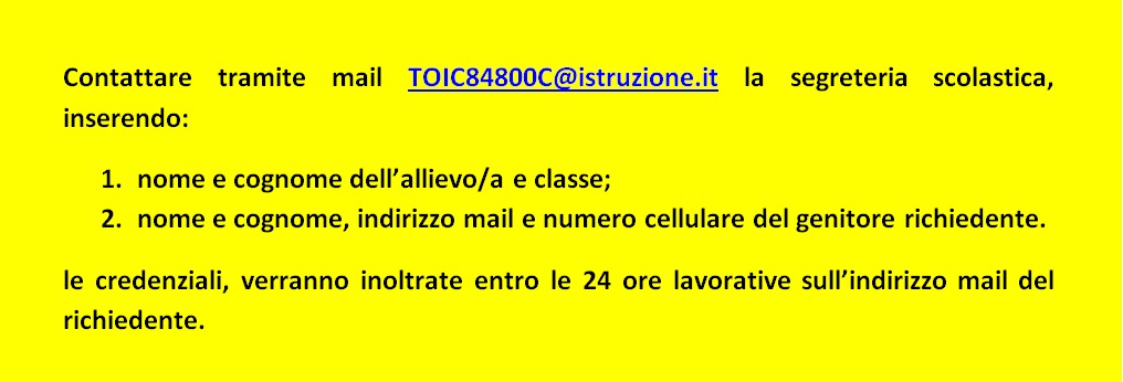 PROCEDURA INOLTRO CREDENZIALI